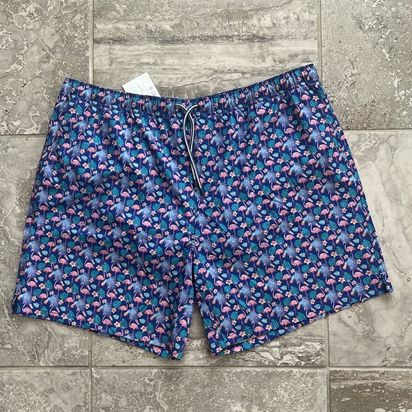 Peter Millar Flamingo Floral Printed Swim Trunks, Size XXL New w/Tag - Picture 6 of 14